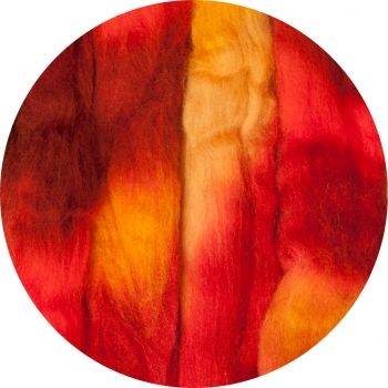 Ausztrál merinó "Galaxy" színátmenetes, piros narancssárga sárga, 21 micron