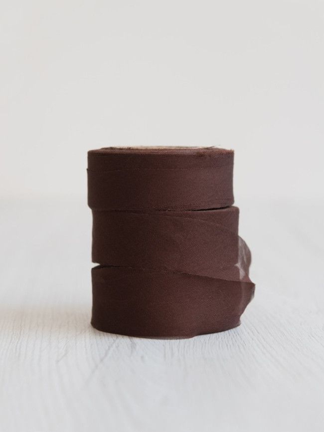 2,5 cm széles selyem chiffon szalag CHOCOLATE /Csokoládé/ 