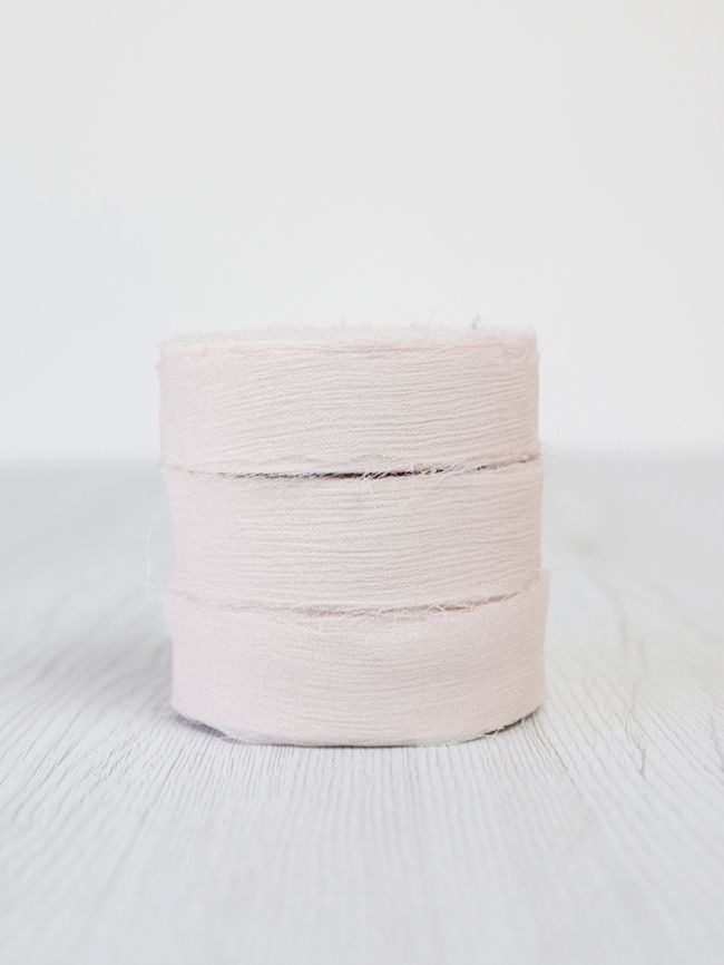 2,5 cm széles selyem crinkle chiffon szalag ETOILE /Pasztell rózsaszín/
